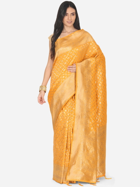 

BOMBAY SELECTIONS Yellow & Gold Ethnic Motifs Zari Art Silk Banarasi Saree