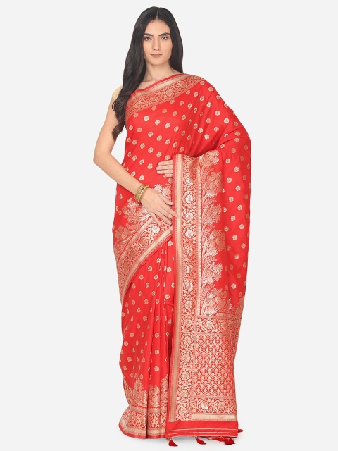 BOMBAY SELECTIONS Red & Gold Ethnic Motifs Zari Art Silk Banarasi Saree