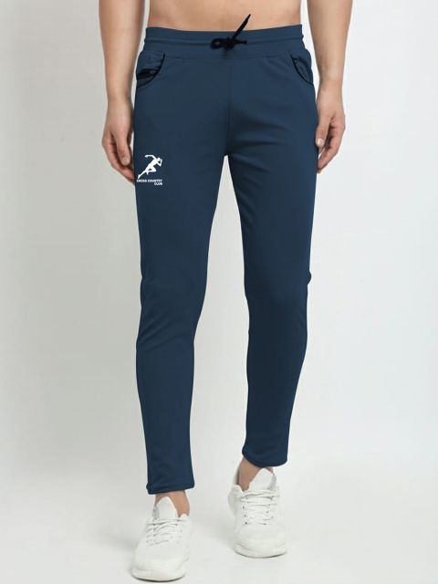 

GRACIT Men Navy Blue Printed Slim Fit Dry Fit Track Pants