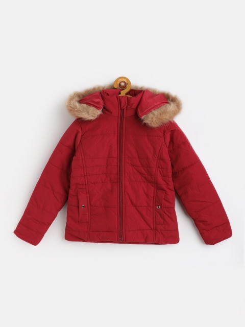 

GOJI Girls Maroon Water Resistant Hooded Parka Jacket