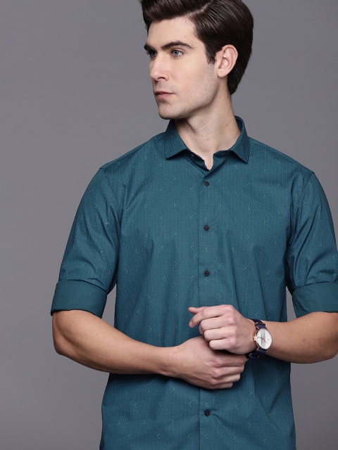 

Louis Philippe Sport Men Teal Green Super Slim Fit Opaque Printed Formal Shirt