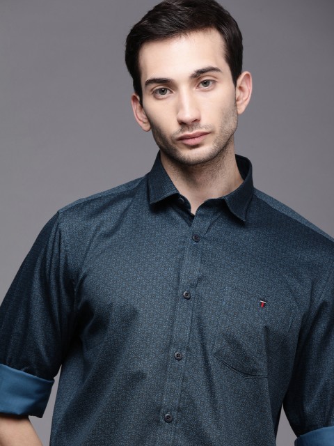 

Louis Philippe Jeans Men Blue Slim Fit Opaque Pure Cotton Casual Shirt, Teal