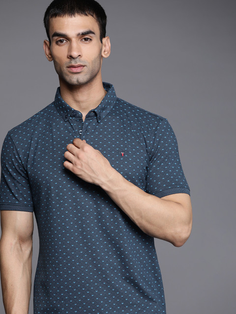

Louis Philippe Sport Men Navy Blue & Blue Polo Collar Slim Fit T-shirt