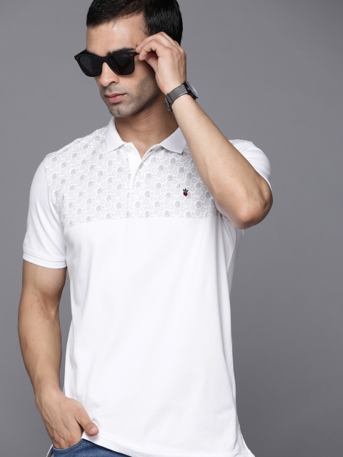 

Louis Philippe Sport Men White & Grey Printed Polo Collar T-shirt