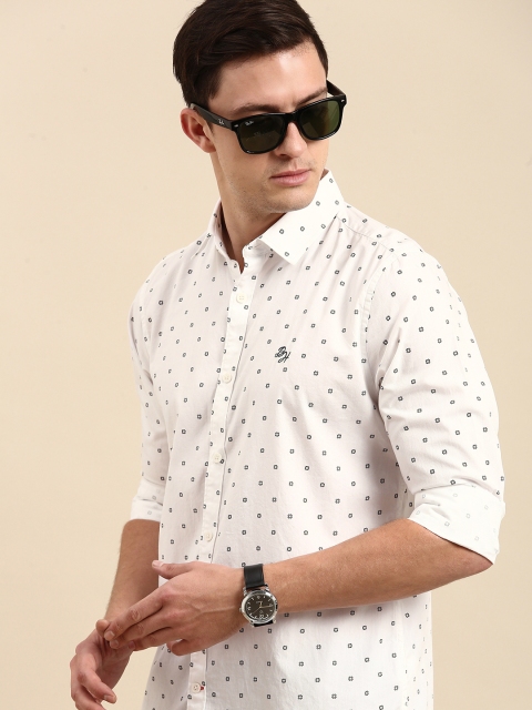 

Being Human Men White Slim Fit Printed Pure Cotton Casual Shirt