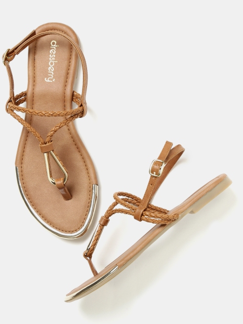 

DressBerry Women Brown Woven Flats