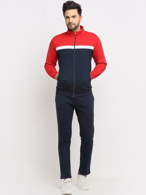 

WILD WEST Men Navy Blue & Red Colourblocked Tracksuits