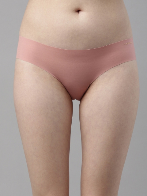 

Enamor Women Pink Solid Seamless Bikini Briefs -PB01