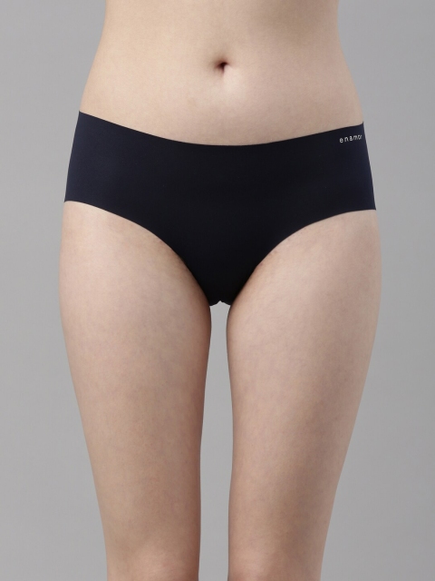 

Enamor Women Navy-Coloured Solid Seamless Nylon Hipster Briefs with Cotton Crotch PH01, Navy blue