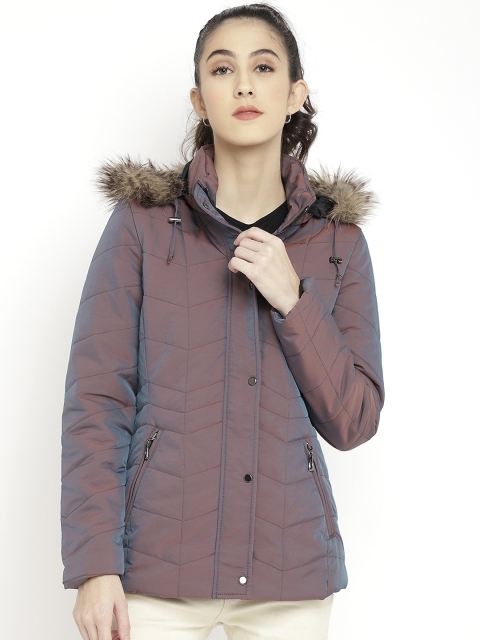 

LURE URBAN Women Copper-Toned Geometric Longline Parka Jacket