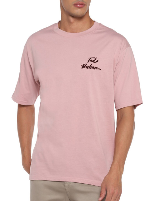 

Ted Baker Men Pink Brand Logo Printed Cotton T-shirt