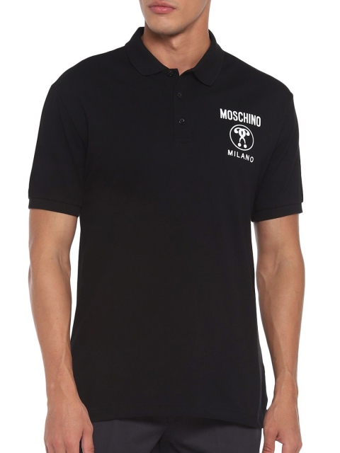 

MOSCHINO COUTURE Men Black Polo Collar T-shirt