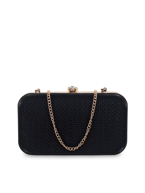 

ESBEDA Black & Gold-Toned Embellished Box Clutch