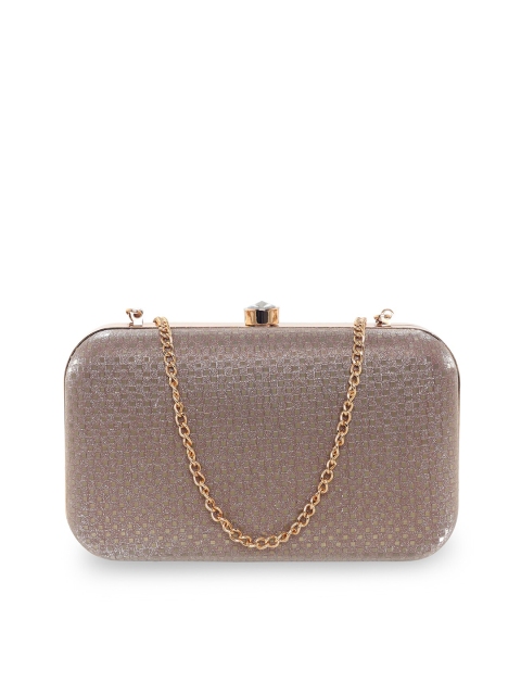 

ESBEDA Gold-Toned & Beige Embellished Box Clutch