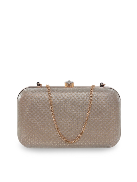 

ESBEDA Gold-Toned & Beige Embellished Box Clutch