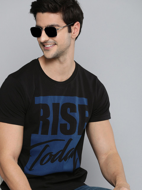 

HERE&NOW Men Black Typography Printed T-shirt