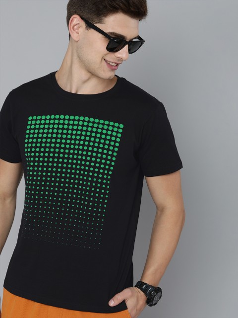 

HERE&NOW Men Black Printed Pure Cotton T-shirt