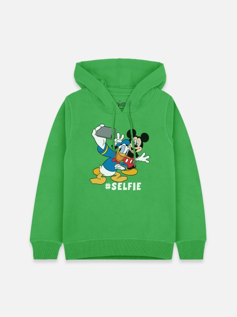 

Kids Ville Mickey & Friends Boys Green Printed Hooded Sweatshirt