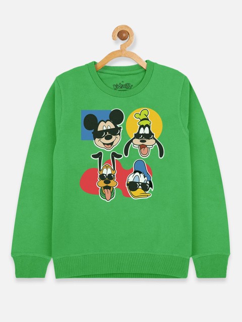 

Kids Ville Boys Green Mickey & Friends Printed Sweatshirt