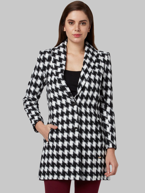 

Park Avenue Woman Women Black White Checked Longline Tailored Jacket