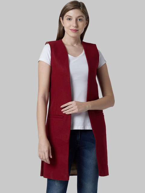 

Park Avenue Women Red Longline Open Front Jacket