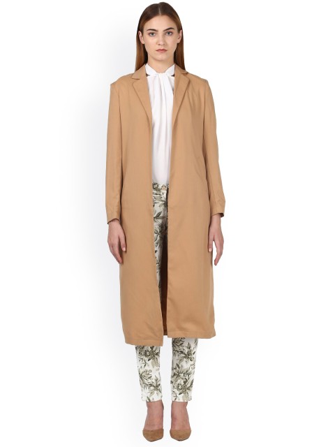 

Park Avenue Woman Women Brown Solid Longline Open Front Jacket