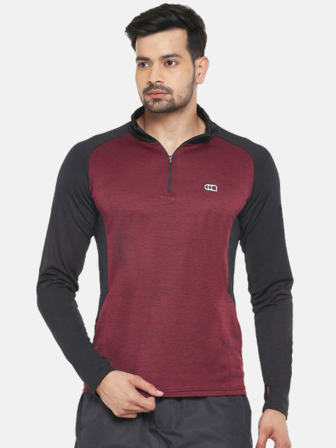 

Ajile by Pantaloons Men Red & Grey Colourblocked Slim Fit T-shirt
