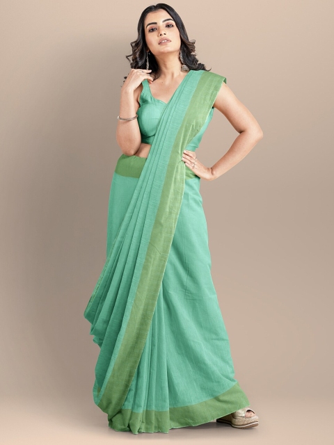 

BharatSthali Green Silk Cotton Mangalagiri Saree