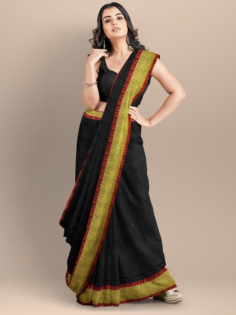 

BharatSthali Black & Red Woven Design Silk Cotton Mangalagiri Saree