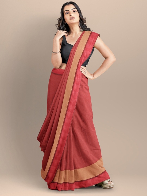 

BharatSthali Red & Black Silk Cotton Mangalagiri Saree