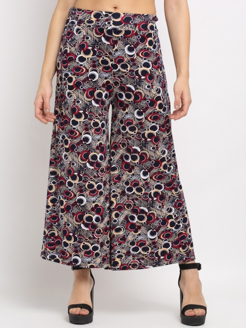 

NEUDIS Women Black & White Printed Flared Knitted Palazzos