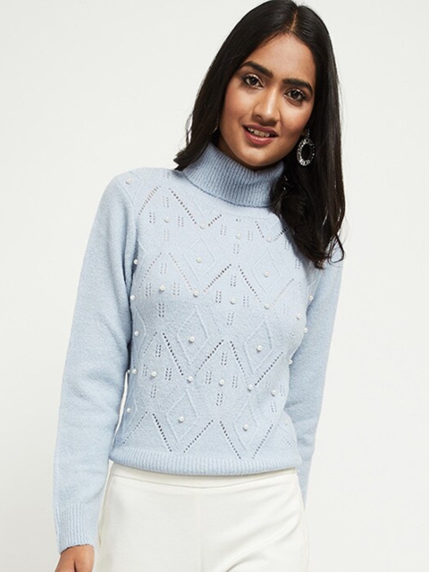 

max Women Turquoise Blue Pullover