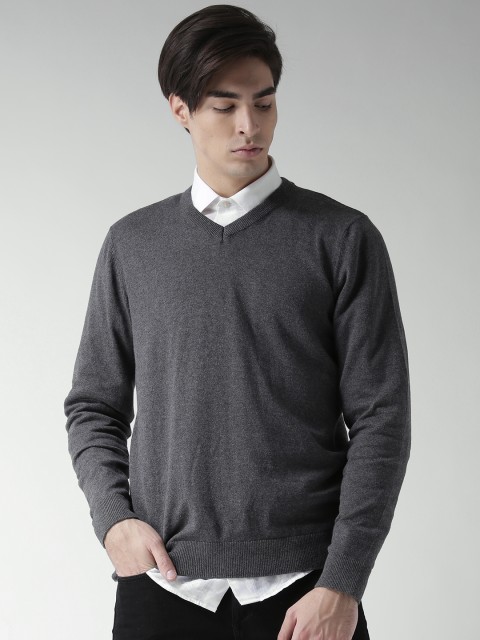 

Tokyo Laundry Men Grey Melange Solid Sweater, Charcoal