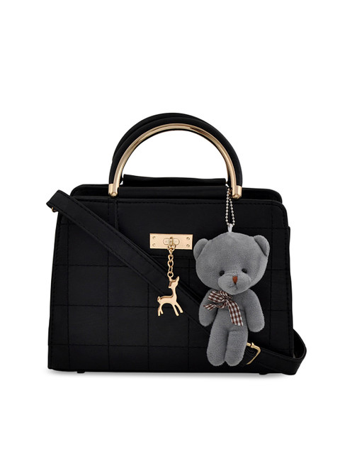 

Pez dorado Black Structured Handheld Bag With Applique