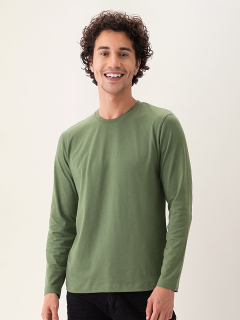 

DAMENSCH Men Constant 500 Day Green Pure Cotton Regular Fit Step-Out T Shirt