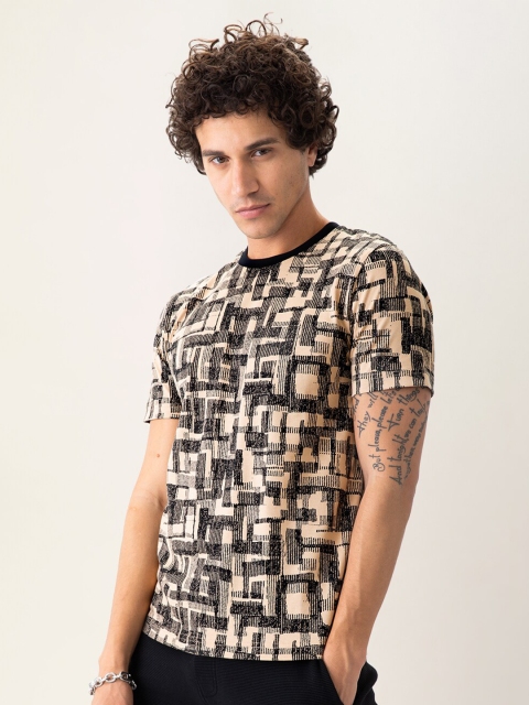 

DAMENSCH Men Statement Pink Printed Pure Cotton T-shirt