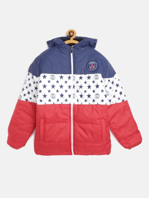 

GAME BEGINS Boys Red & Navy Blue Colourblocked Padded Jacket