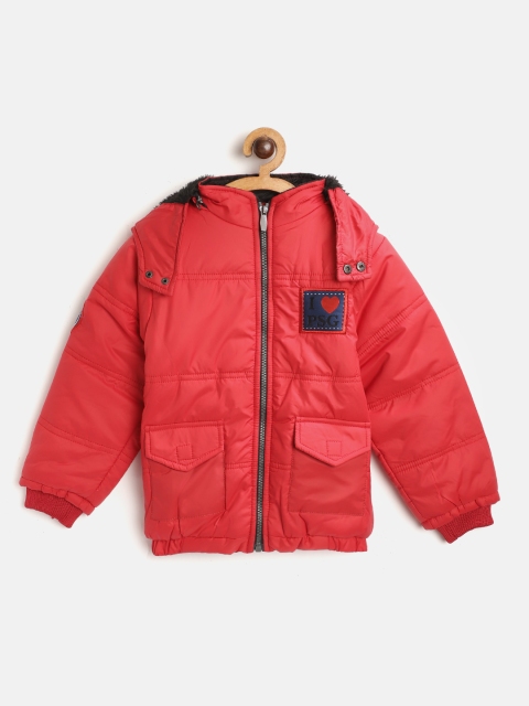 

GAME BEGINS Boys Solid Padded Detachable Hood Jacket, Red