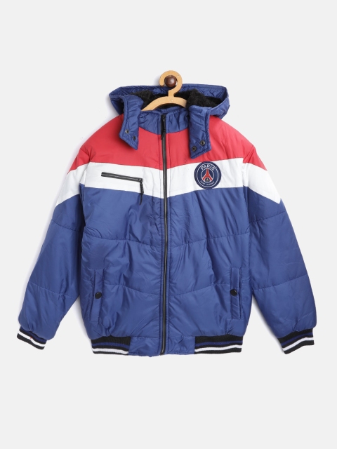 

GAME BEGINS Boys Blue & Red Colourblocked Bomber Jacket with Detachable Hood