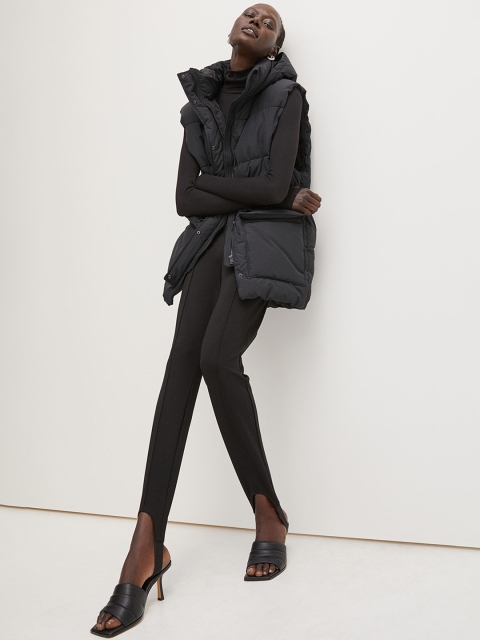 

H&M Women Black Solid High Waist Crease-front Stirrup Leggings