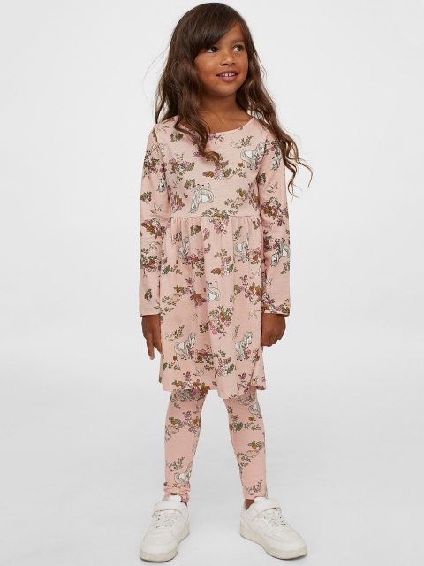 

H&M Pink & Multicoloured Cotton Jersey Dress