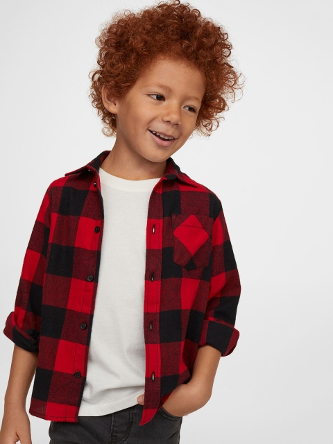 

H&M Kids Boys Red & Black Checked Cotton Flannel Shirt