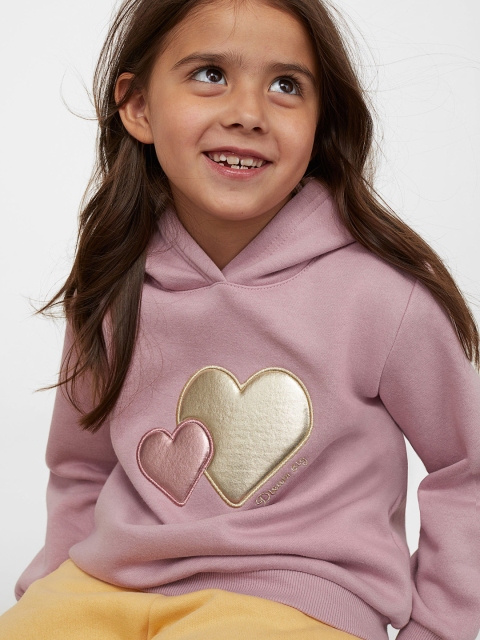 

H&M Girls Pink & Gold-Toned Applique Motif-detail Hoodie