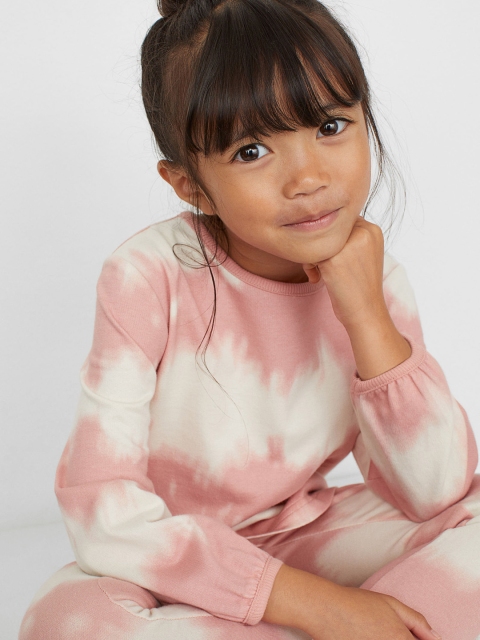 

H&M Kids Girls Pink & White Dyed Pure Cotton Sweatshirt