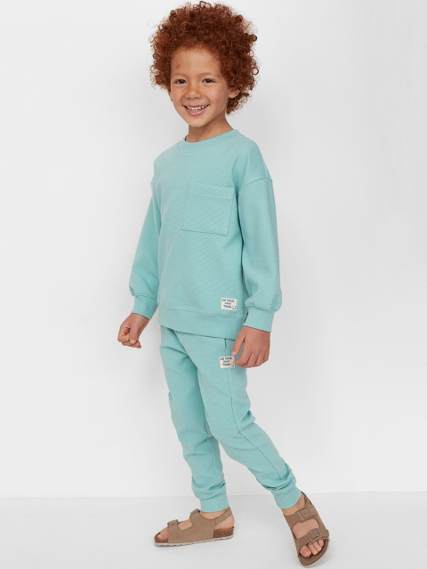 

H&M Kids Boys Sea Green Self Design 2-Piece Pure Cotton Set