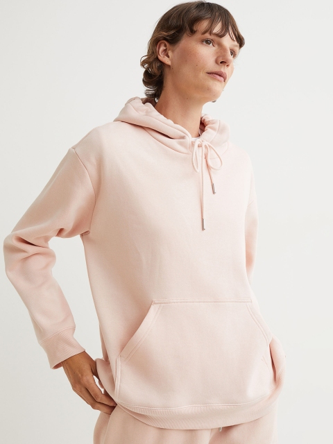 

H&M Women Pink Solid Hooded Top