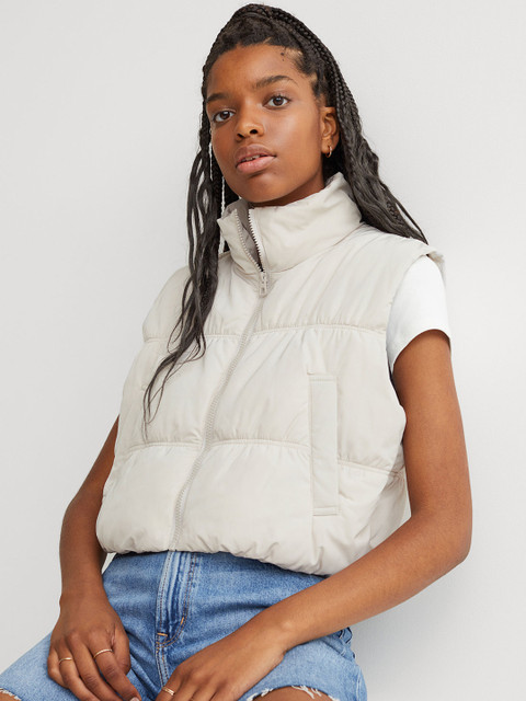 

H&M Women Beige Cropped Gilet