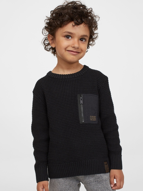 

H&M Boys Black Textured-Knit Cotton Jumper