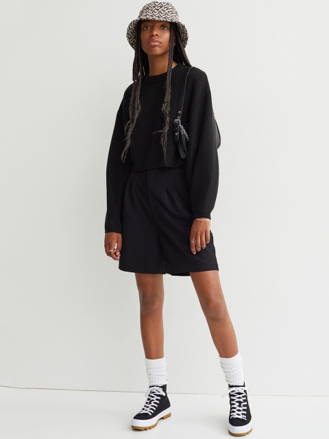 

H&M Women Black Acrylic Rib-knit Jumper