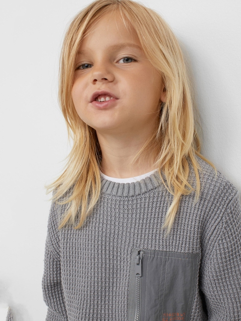 

H&M Boys Grey Textured-Knit Cotton Jumper